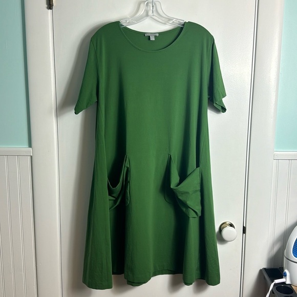 Cos A-Line Jersey Dress In Green Pockets Lagenlook Minimalist Size Large - Picture 2 of 11